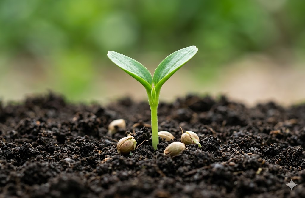 young sprout growing in soil
